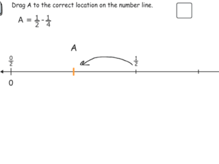 Subtracting fractions using number line practice problems