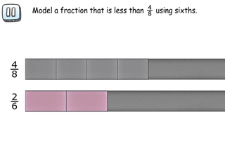 3.NF.3d practice problems comparing fractions using models