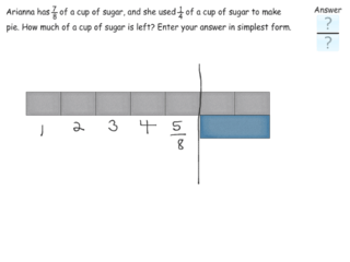 Subtracting fractions in context practice problems